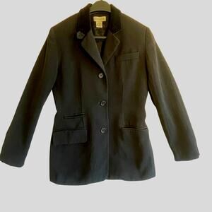 Vintage Ann Taylor women’s black wool riding jacket blazer sz4 velvet colar  usa